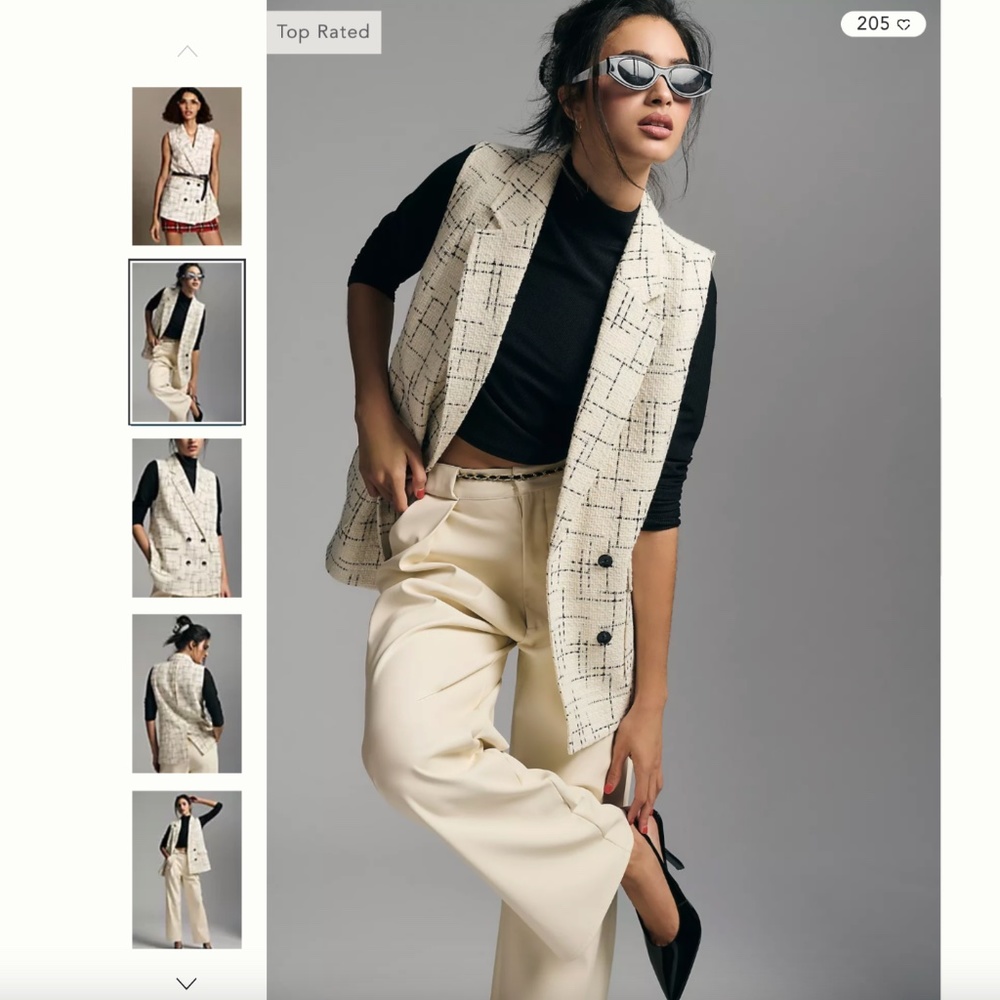 Anthropologie Maeve Tweed Vest, Black/White, 12 - Picture 4 of 11